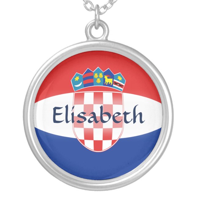 Croatia Flag + Name Necklace (Front)
