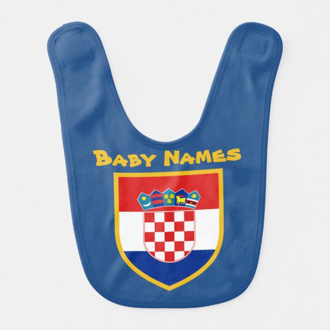 Croatia Flag Personalized Baby Bib (Front)