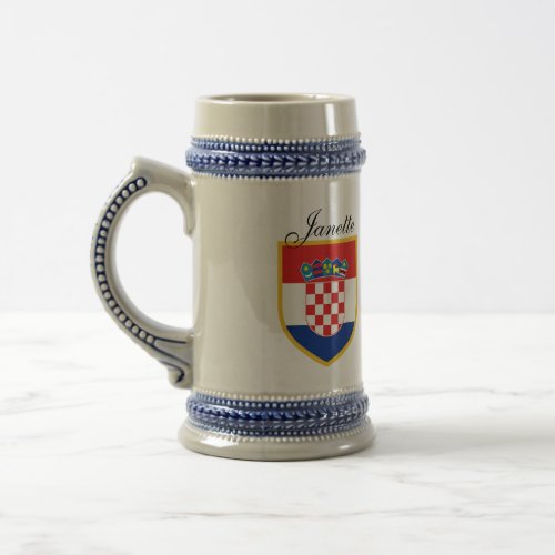 Croatia Flag Personalized Beer Stein