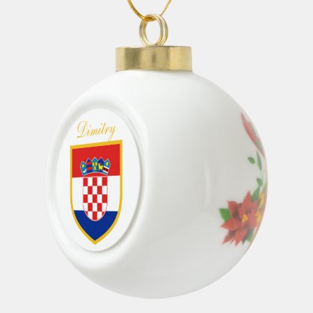 Croatia Flag Personalized Ceramic Ball Christmas Ornament