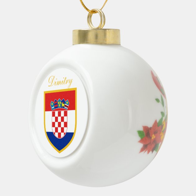 Croatia Flag Personalized Ceramic Ball Christmas Ornament