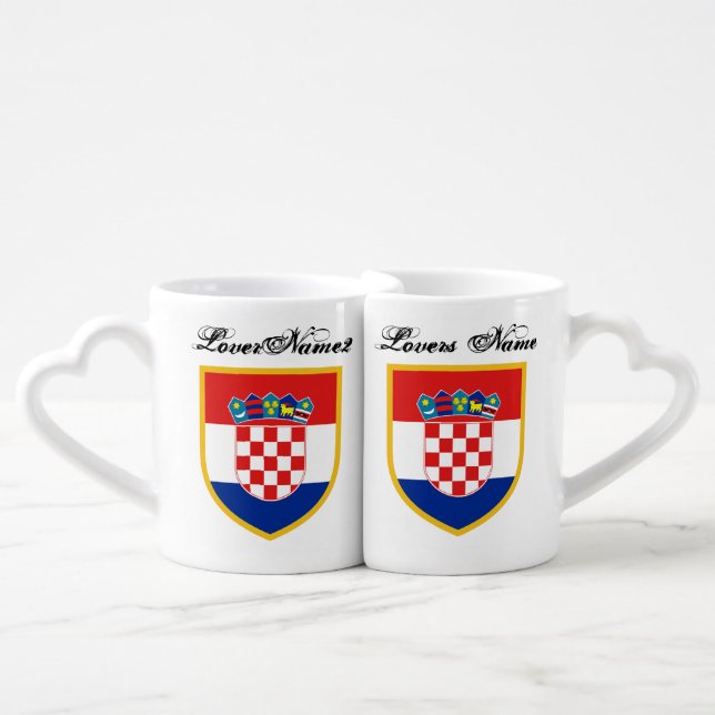 Croatia Flag Personalized Coffee Mug Set (Front Nesting)