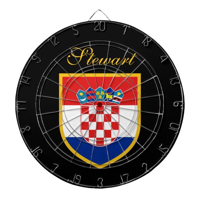 Croatia Flag Personalized Dartboard With Darts (Front)