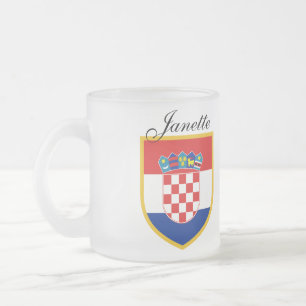 Croatia Flag Personalized Frosted Glass Coffee Mug