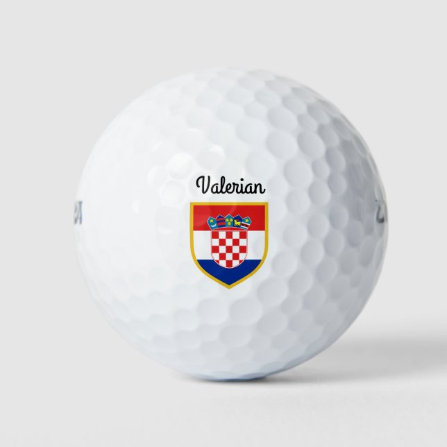 Croatia Flag Personalized Golf Balls (Front)
