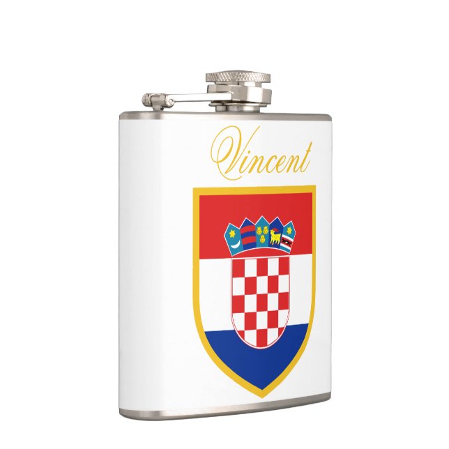 Croatia Flag Personalized Hip Flask (Right)