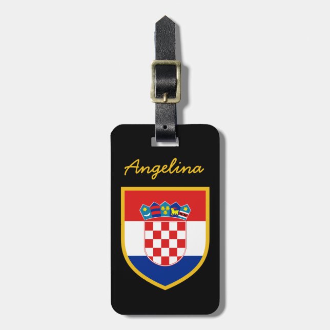 Croatia Flag Personalized Luggage Tag (Front Vertical)