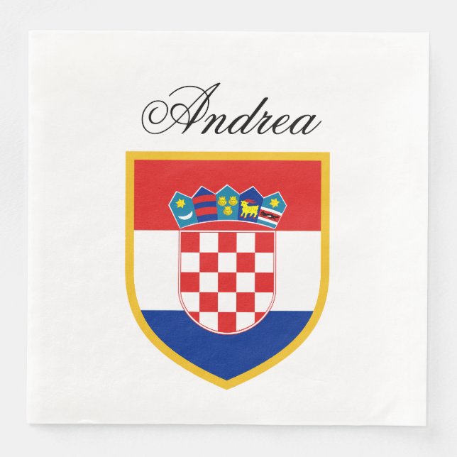 Croatia Flag Personalized Paper Dinner Napkins (Front)