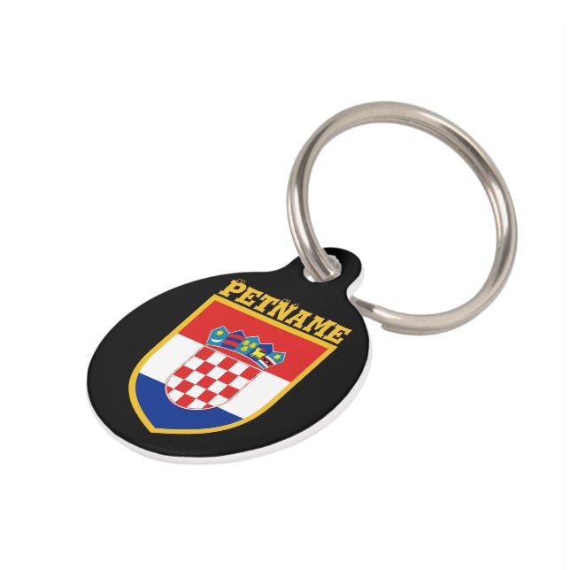 Croatia Flag Personalized Pet Name Tag (Side)