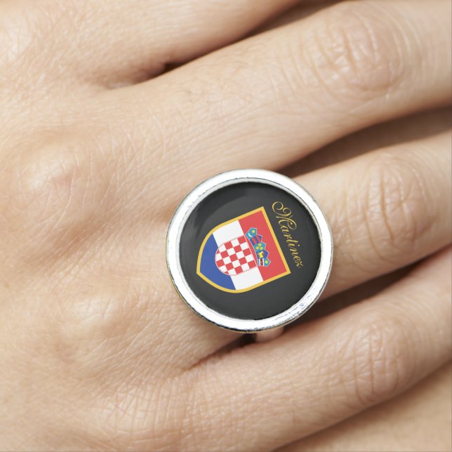 Croatia Flag Personalized Ring (In Situ)