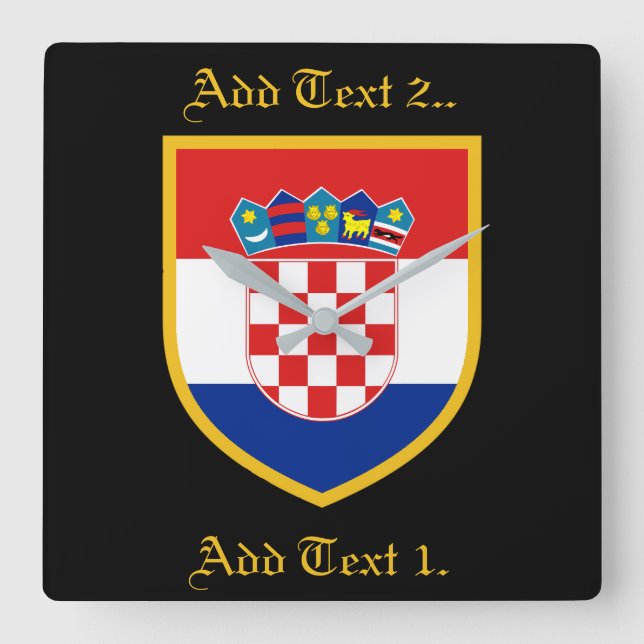 Croatia Flag Personalized Square Wall Clock (Front)