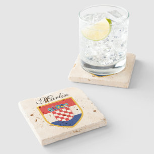 Croatia Flag Personalized Stone Coaster