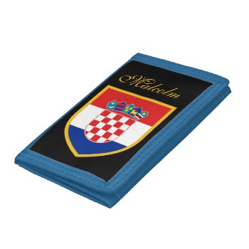 Croatia Flag Personalized Tri-fold Wallet by GrooveMaster at Zazzle
