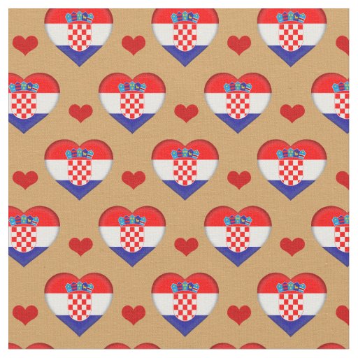 Croatia Flag & Red Heart fashion Fabric /Croatia
