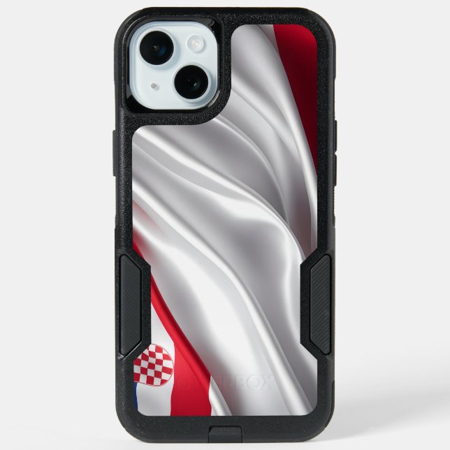Croatia flag silk texture iPhone 15 plus case (Back)