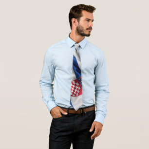 Croatia flag silk texture neck tie