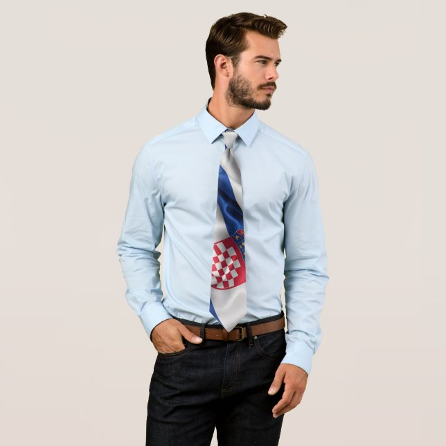 Croatia flag silk texture neck tie (In Situ)