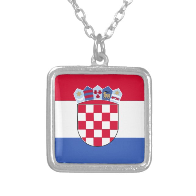 Croatia Flag Silver Plated Necklace (Front)