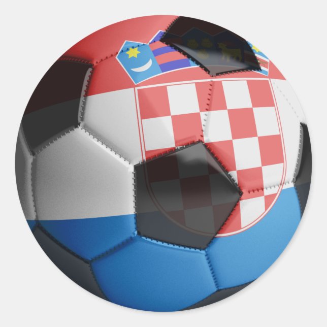 Croatia Flag Soccer Ball Classic Round Sticker (Front)