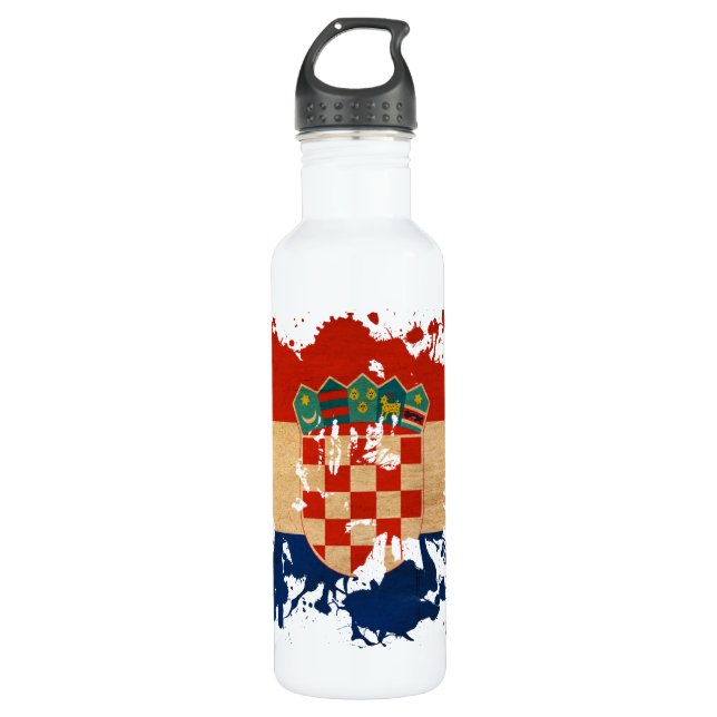 Croatia Flag Water Bottle (Front)