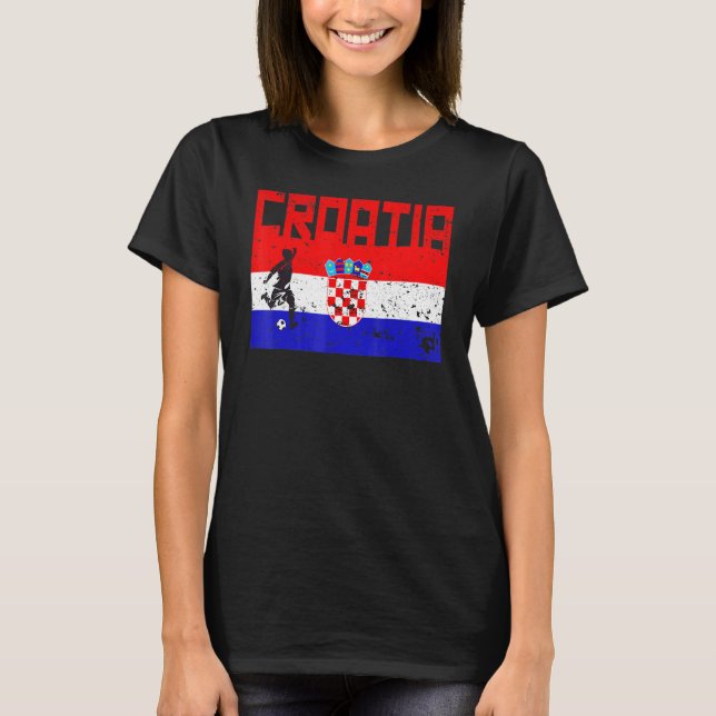 Croatia Football Soccer Fan Jersey Flag Zagreb Cro T-Shirt (Front)