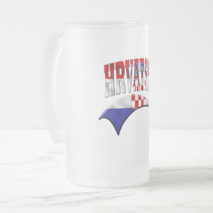 Croatia Frosted Glass Beer Mug