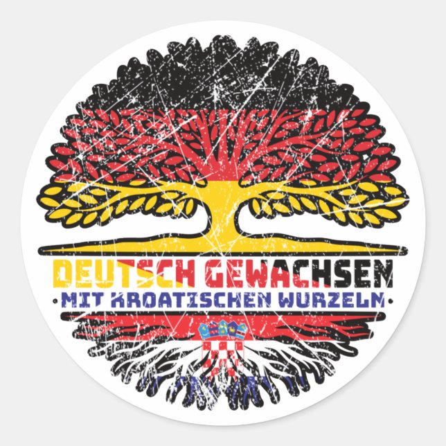 Croatia German Germany Baum Wurzel Classic Round Sticker (Front)