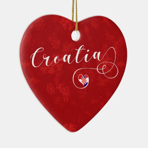 Croatia Heart Christmas Tree Ornament Croatian Ceramic Ornament