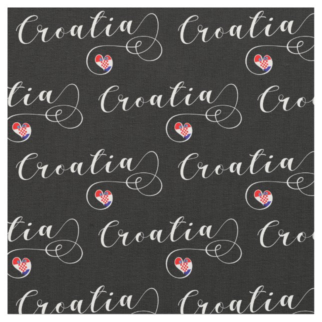 Croatia Heart Flag, Hrvatska Fabric (Close Up)