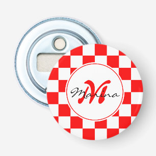 Croatia Hrvatska Checkered Name Monogram Bottle Opener