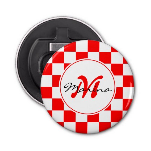 Croatia  Hrvatska  Checkered Name Monogram Bottle Opener