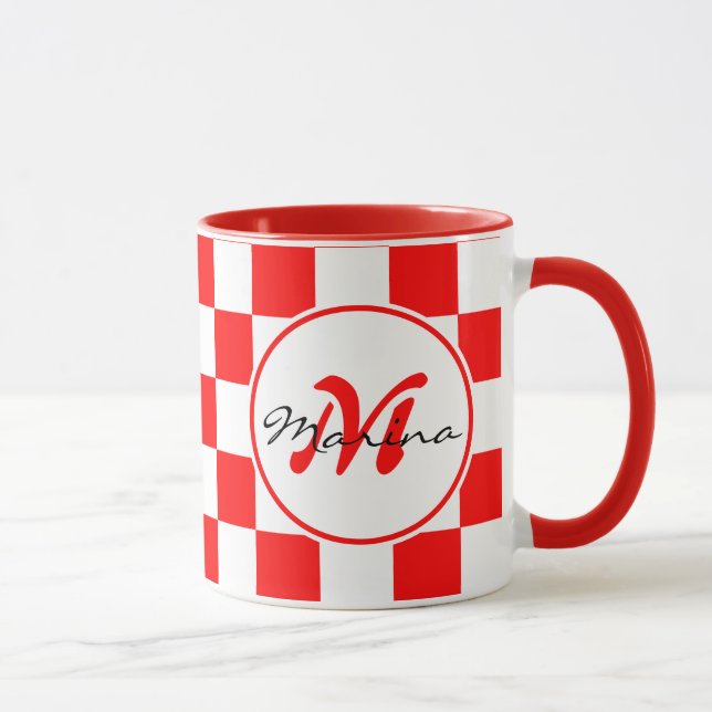 Croatia | Hrvatska | Checkered Name Monogram Mug (Right)