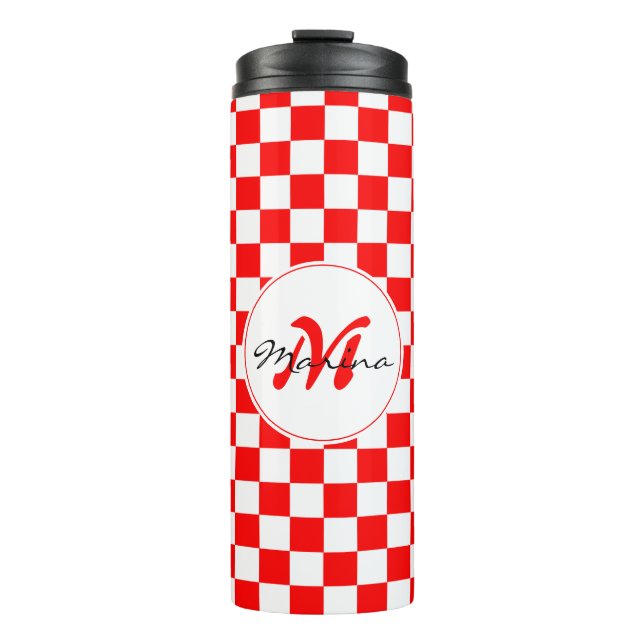 Croatia | Hrvatska | Checkered Name Monogram  Thermal Tumbler (Front)
