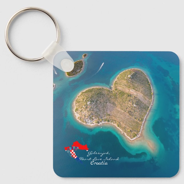 Croatia | Hrvatska | Galešnjak, Heart Love Island  Keychain (Front)