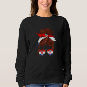 Croatia Hrvatska Sunglass Girl Croatian Pride Croa Sweatshirt