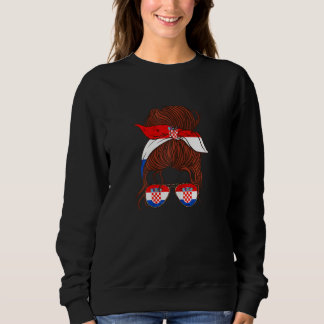 Croatia Hrvatska Sunglass Girl Croatian Pride Croa Sweatshirt