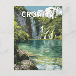 Croatia Illustration Travel Art Vintage Postcard