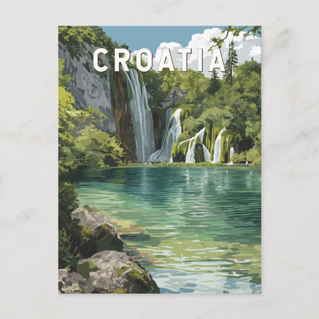 Croatia Illustration Travel Art Vintage Postcard (Front)