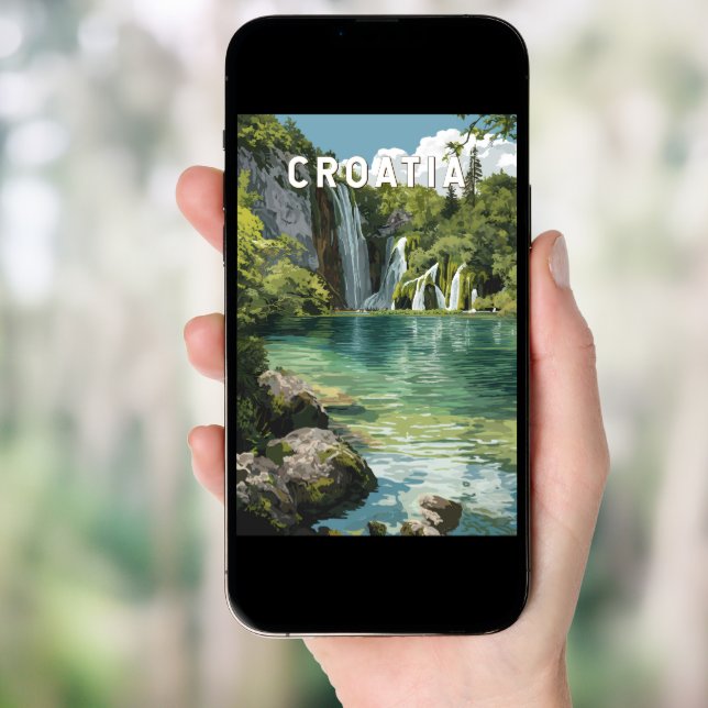 Croatia Illustration Travel Art Vintage Poster (Front Digital)