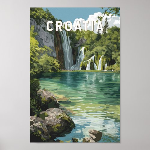 Croatia Illustration Travel Art Vintage