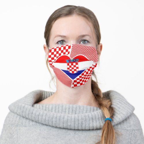 Croatia in Heart Collage Adult Cloth Face Mask