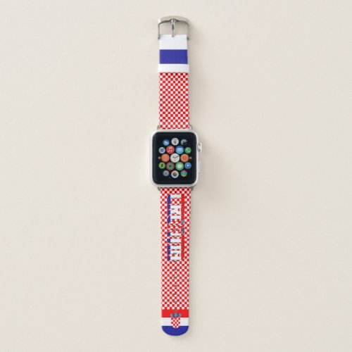 Croatia Inscription Checkered Pattern Flag Apple Watch Band