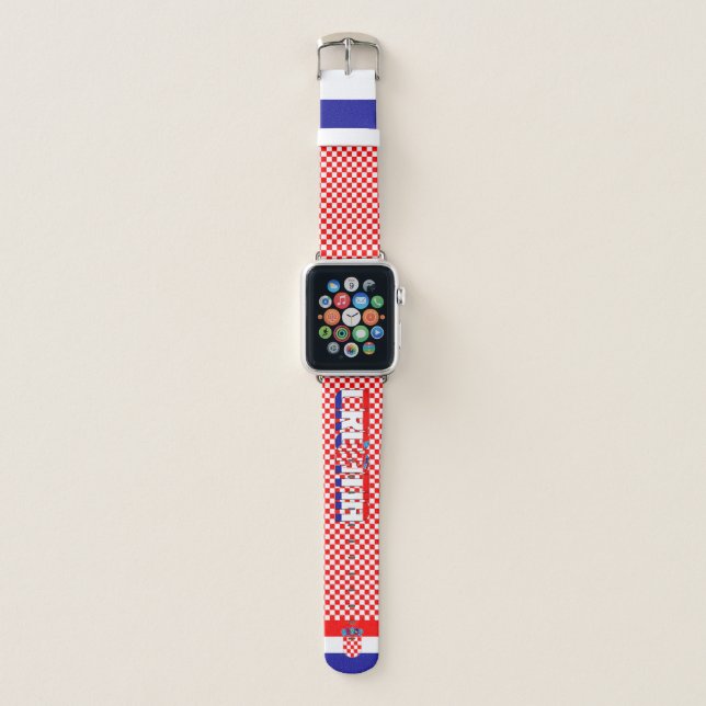 Croatia Inscription Checkered Pattern Flag Apple Watch Band (Front)