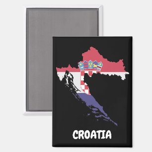 Croatia Map Flag Colorful Vintage Magnet