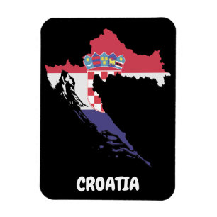 Croatia Map Flag Colorful Vintage Photo Magnet