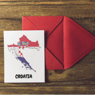 Croatia Map Flag Colorful Vintage Postcard