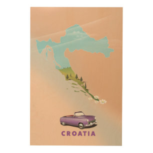 Croatia Map Illustrated print poster.