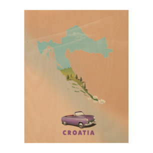 Croatia Map Illustrated print poster.