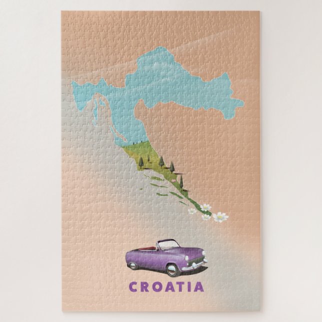 Croatia Map Illustrated print poster. Jigsaw Puzzle (Vertical)