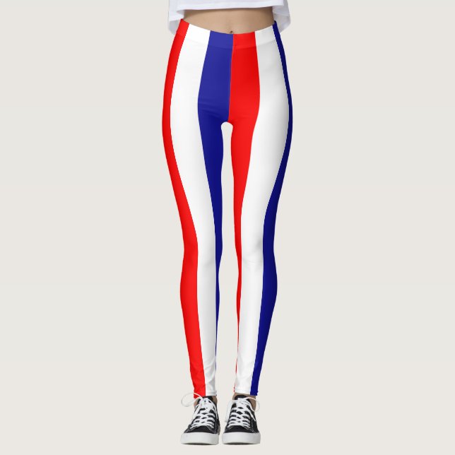 Croatia National Flag Colors Vertical Striped Leggings (Front)